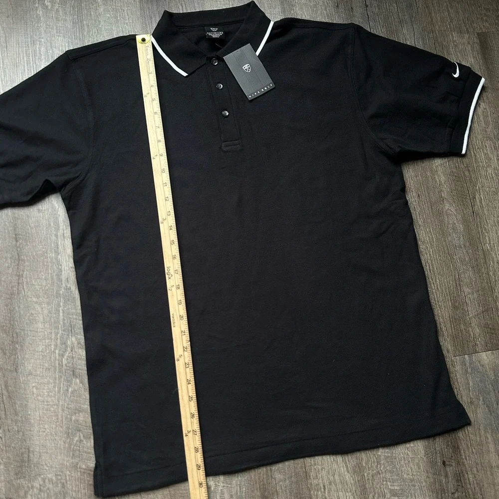 NEW Vintage Nike Golf‎ Polo Shirt Mens Large Black Cotton Tennis Sportswear 2004